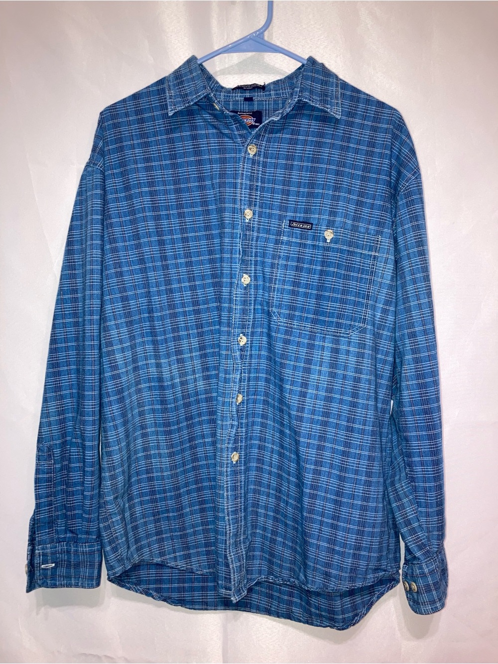 Dickies Blue Plaid Casual Button-Down Shirt